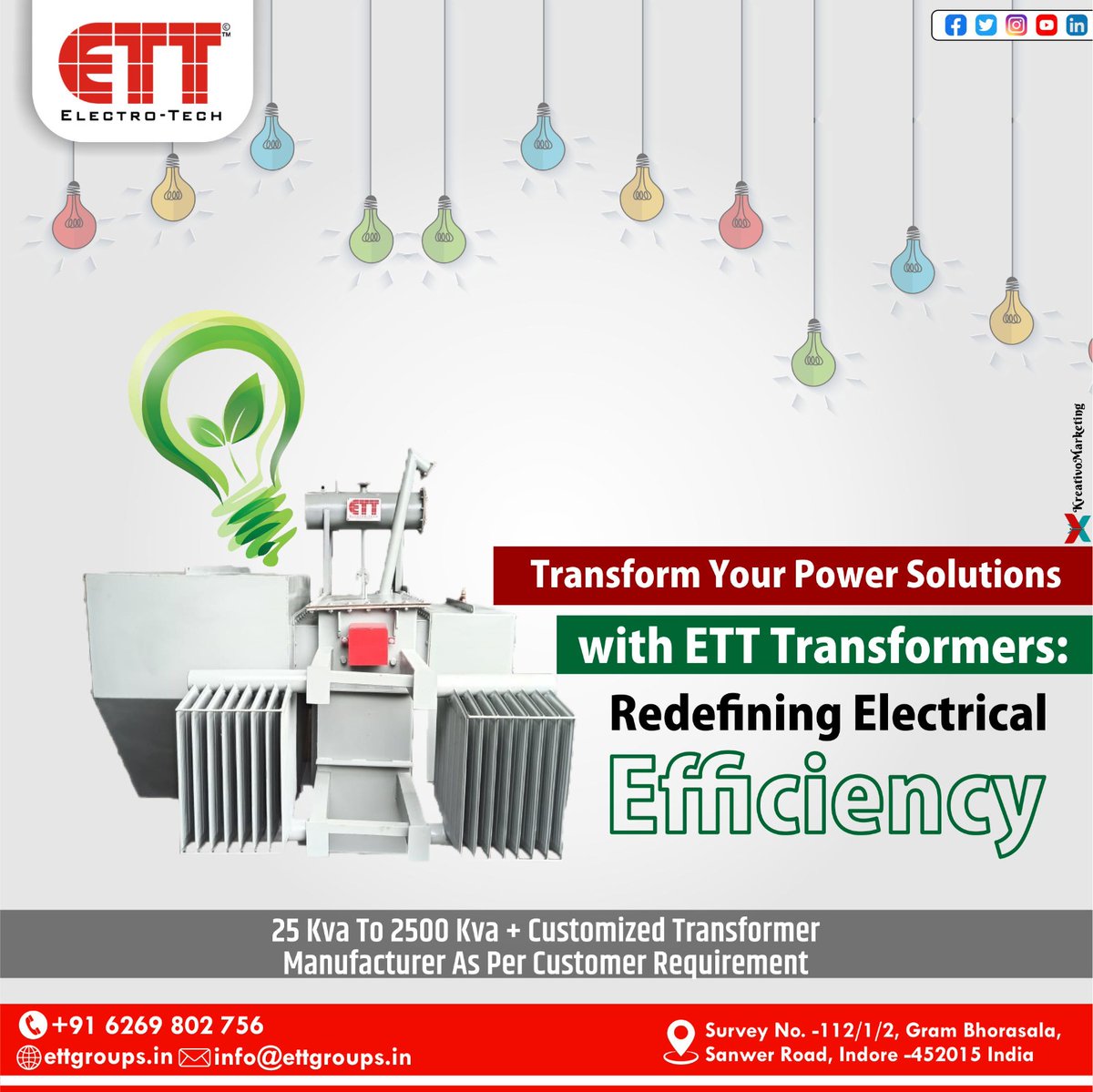 ElectroTechTra1's tweet image. Unlock unparalleled electrical efficiency with ETT Transformer. Elevate your power solutions to new heights.
ettgroups.in
contact now :- 6269802756
#ELECTROTECH #MPEBIndore #MSEDCL #grid
#powertransformer #technology
#power #powerdistribution
#customtransformers