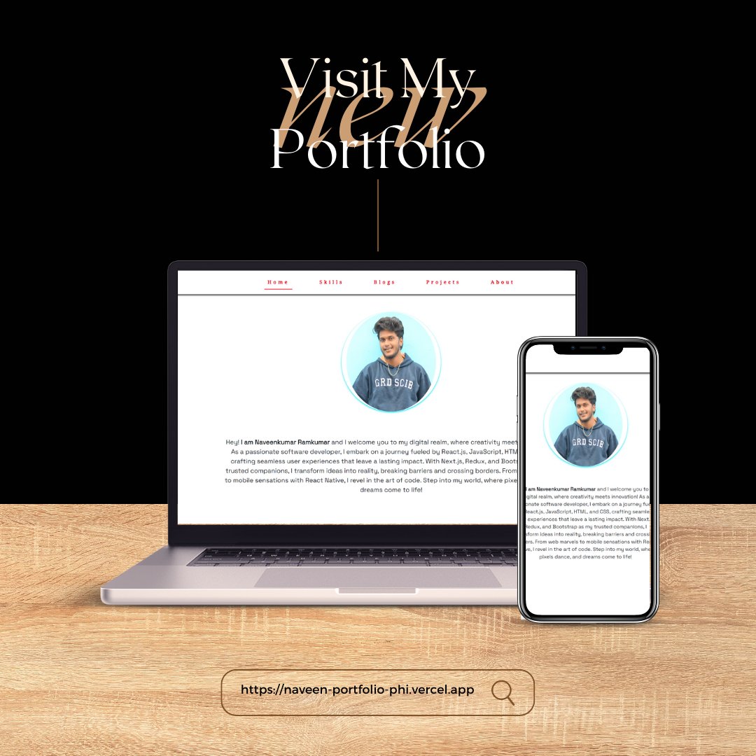 NaveenBndar's tweet photo. I have developed a straightforward portfolio using Bootstrap, React, and Next.js, and deployed it on Vercel. Feel free to take a closer look! #nextjs #reactjs #SoftwareDeveloper 
https://t.co/MlejDhvOOD https://t.co/tFha5BPn95