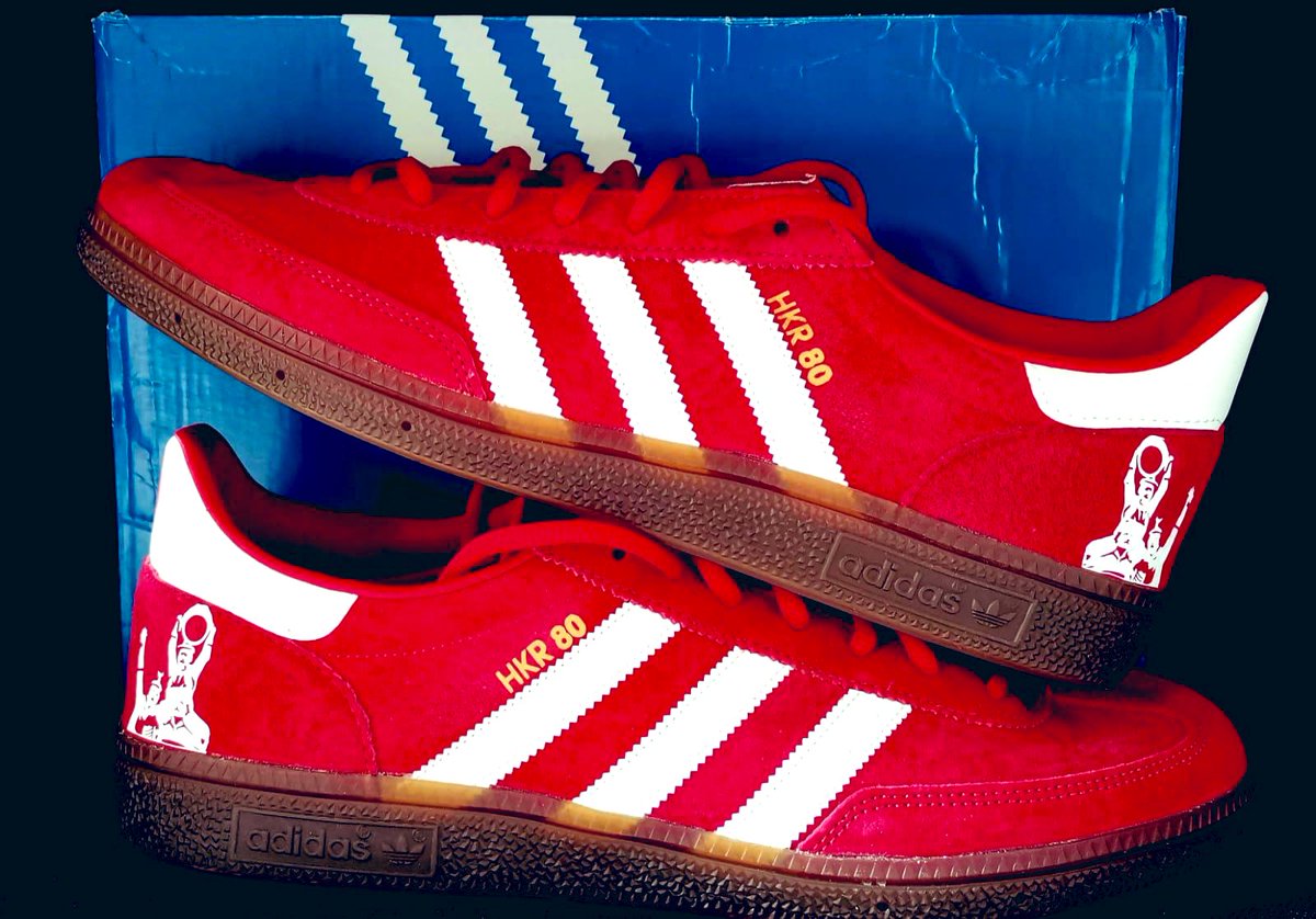 CHALLENGE CUP WINNERS 1980 CUSTOMS ❤️🏆 • We’ve got 1 pair of size 7 HKR80 customs celebrating Rovers legendary 1980 Challenge Cup win available for same day dispatch so you’ll have them for Wembley! They’re also at a cut price £100! Drop us a DM to order • #HullKR #hkr