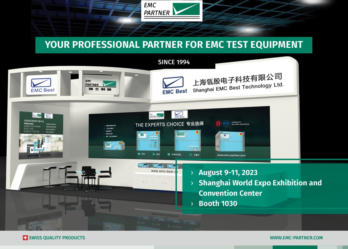 EMCPARTNER's tweet photo. Experience our products at the China International Conference &amp; Exhibition on Electromagnetic Compatibility (EMC/China 2023), 9-11 August! Explore our innovations at booth No. 1030

#emcchina #InnovationUnveiled #emc #shanghai #testandmeasurement https://t.co/Zzd5e0idbm
