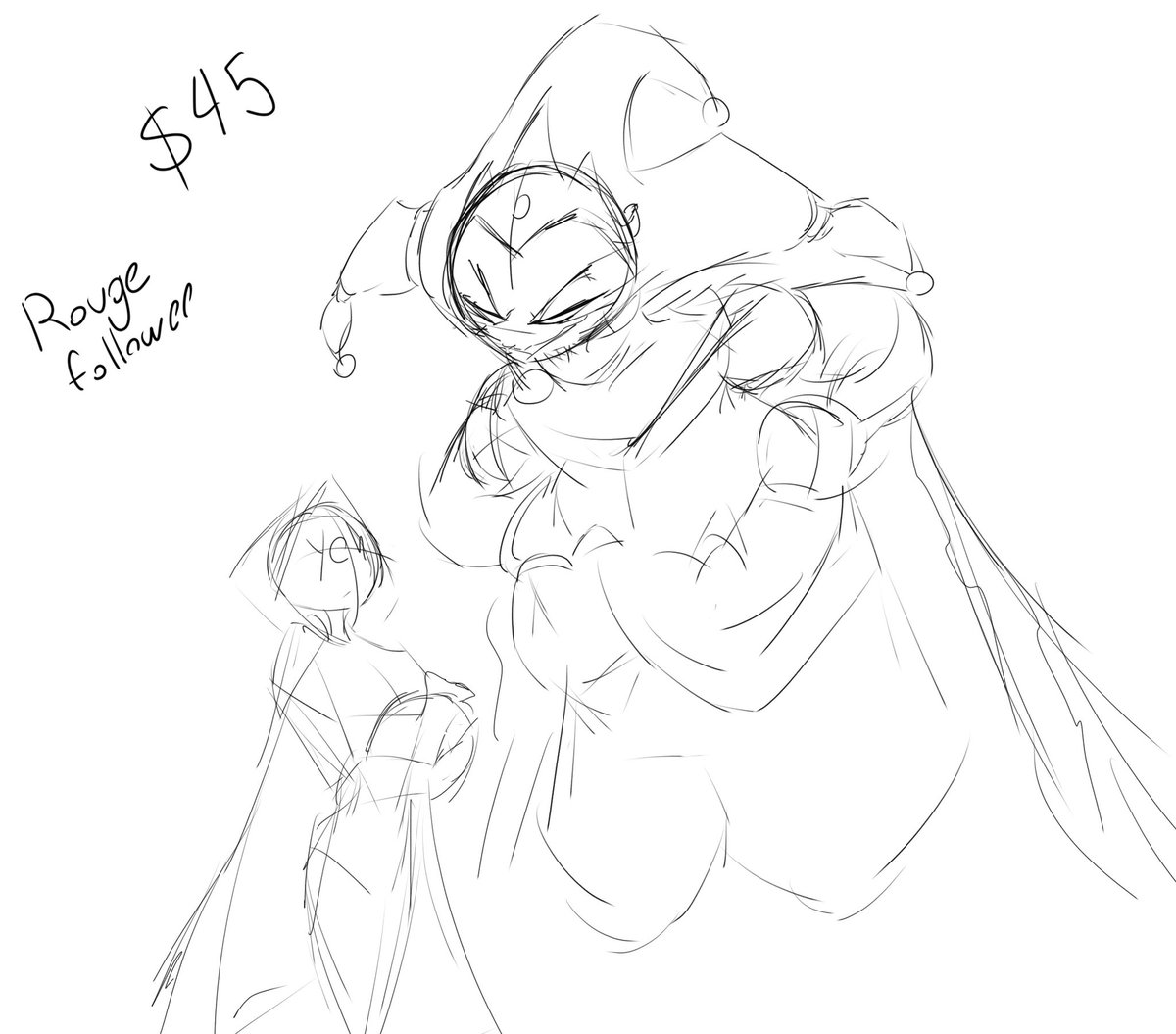 Finally picked 
Ideal how will look, with coloring and a background! (Almost like the comic)

DND au with Mammon and Rouge follower uwu 
If interested give a comment of your character, retweet, and heart. 

Winner will be picked!