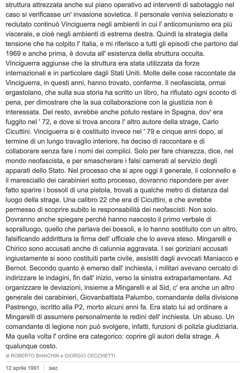 ValerioMinnella's tweet photo. @mazzettam2 Che poi #KoSSiga era notoriamente uno dei referenti di #Gladio, la struttura di assassinio, che forniva a fascisti e P2 l'esplosivo per le stragi.
La strage di Peteano (di cui fu complice #Almirante) docet. https://t.co/wtDHeGXDZI