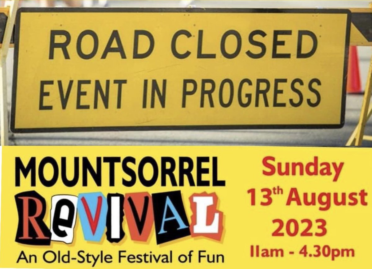 For the safety of everyone attending #MountsorrelREVIVAL there will be road closures on the day. Mostly during the parade from 12noon to 12.40 on Loughborough Rd Other closures are Watling Street, Sileby Road and the Green from 10am to 5pm the-mct.co.uk/road-closures
#mountsorrel