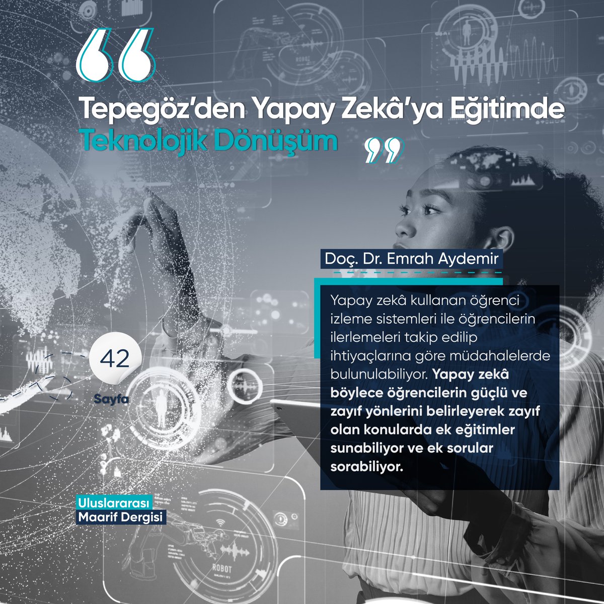 ❝Tepegöz’den Yapay Zekâ’ya Eğitimde Teknolojik Dönüşüm❞​ ​ Doç. Dr. Emrah Aydemir   ​ ​ Sayı: 12​ Sayfa: 42​ ​ Okumak için👇🏻​ ​ 🔗turkiyemaarif.org/uploads/editio…​ ​ #MaarifDergisi