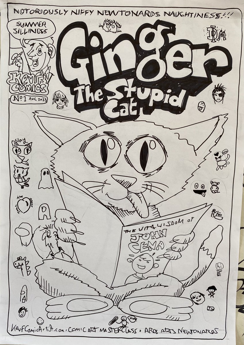 KevFComicArtist's tweet photo. Darth Shrek and Ginger The Stupid Cat, yesterday’s comics made with kids at @ArdsArts Newtownards (which I realise I have mis-spelled every time) in my #ComicArtMasterclass

I can’t colour these till I get home at the weekend so I hope the kids are enjoying their printed comics https://t.co/PGATUrgXq6