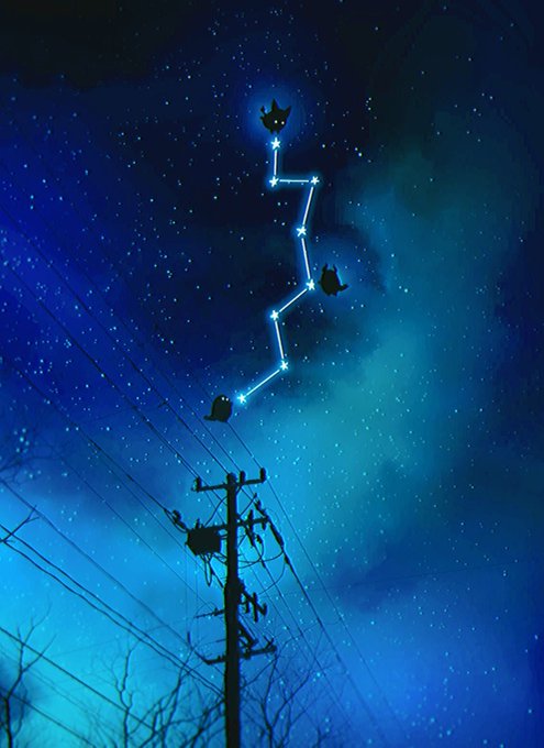 「power lines star (sky)」 illustration images(Latest)