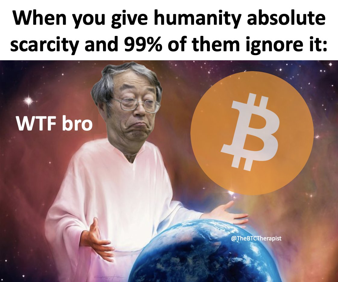 TheBTCTherapist's tweet photo. Satoshi gave us the perfect money. #BTC https://t.co/yHnMoJ7ISc