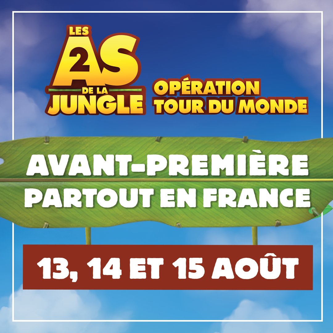 tatprodofficial's tweet photo. Découvrez Les As de la Jungle 2 - Opération tour du monde, en avant-première partout en France ! 🎬
Regagnez vos sièges et attachez vos bananes, les As vous attendent les 13, 14 et 15 août au cinéma🍿
@SNDfilms
#tatproductions #lesasdelajungle #lesasdelajungle2 https://t.co/R422I6EweJ