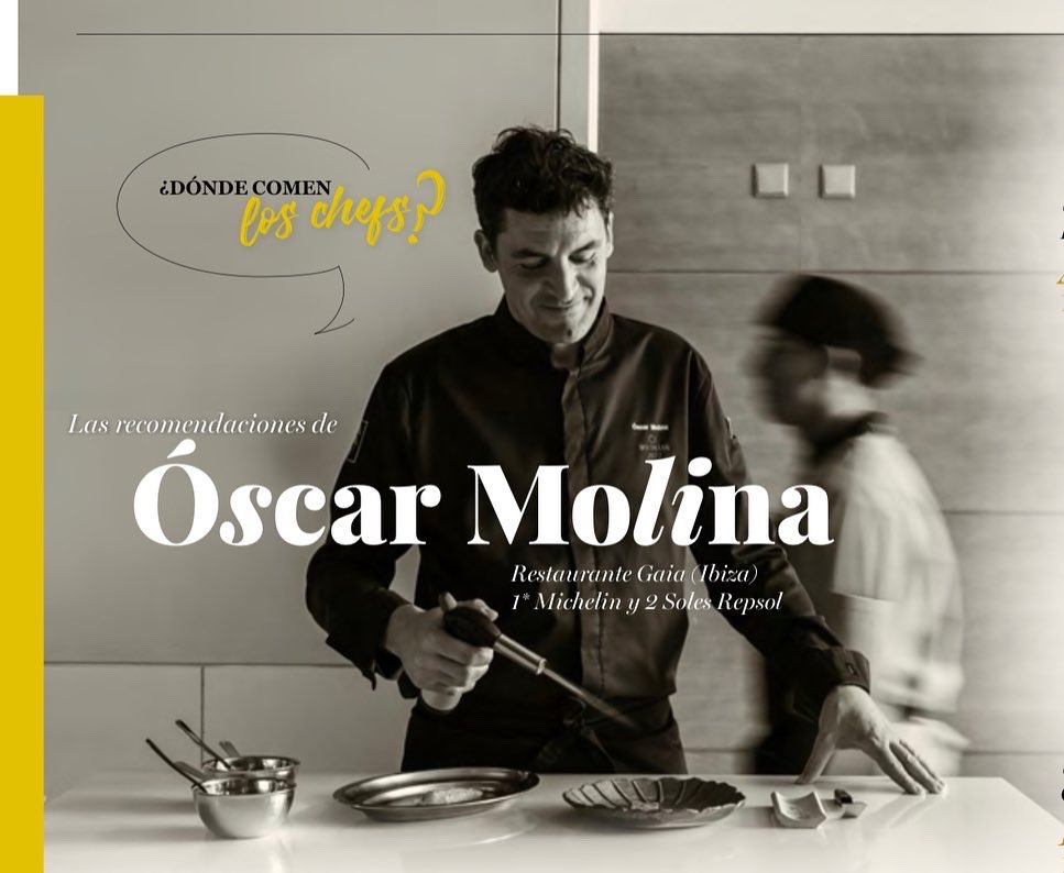 ¿DÓNDE COME ÓSCAR MOLINA?

<a href="/OscarMolinaRuiz/">Oscar Molina Ruiz</a> chef del <a href="/IbizaGran/">Ibiza Gran Hotel</a> y #lagaia nos cuenta sus restaurantes favoritos: 
<a href="/arima_basque/">Arimabaskegastronomy</a> #enigma los de #rafazafra #etxebarri <a href="/RicardCamarena/">Ricard Camarena</a> y el
<a href="/ElFogondTrifon/">Trifón Jorge</a> 
El reportaje completo en nuestra última revista.
bit.ly/3PpSuM