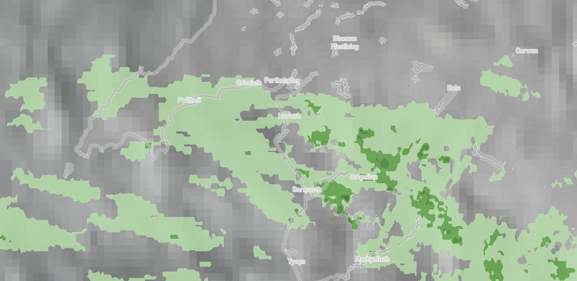 Drier and brighter further north between Anglesey and Flintshire, but cloudy with patchy light rain elsewhere, including #Boduan for the #Eisteddfod.