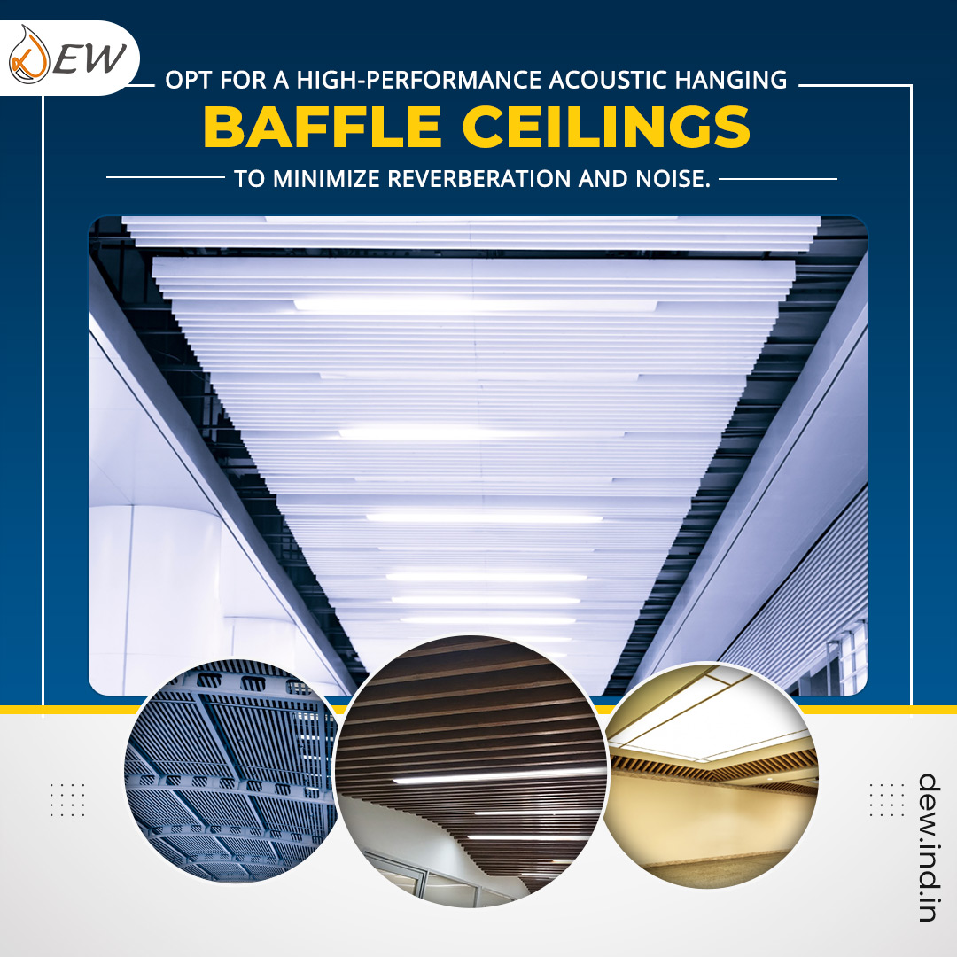 dewconstruct's tweet image. Acoustic Hanging Baffle Ceilings are ideal for effectively controlling sound reverberation and are extremely useful in commercial and industrial areas.

#baffleceiling #ceiling #falseceiling #ceilingdesign #architecture #engineer #constructionindustry #DEW #DuttEngineeredWorks