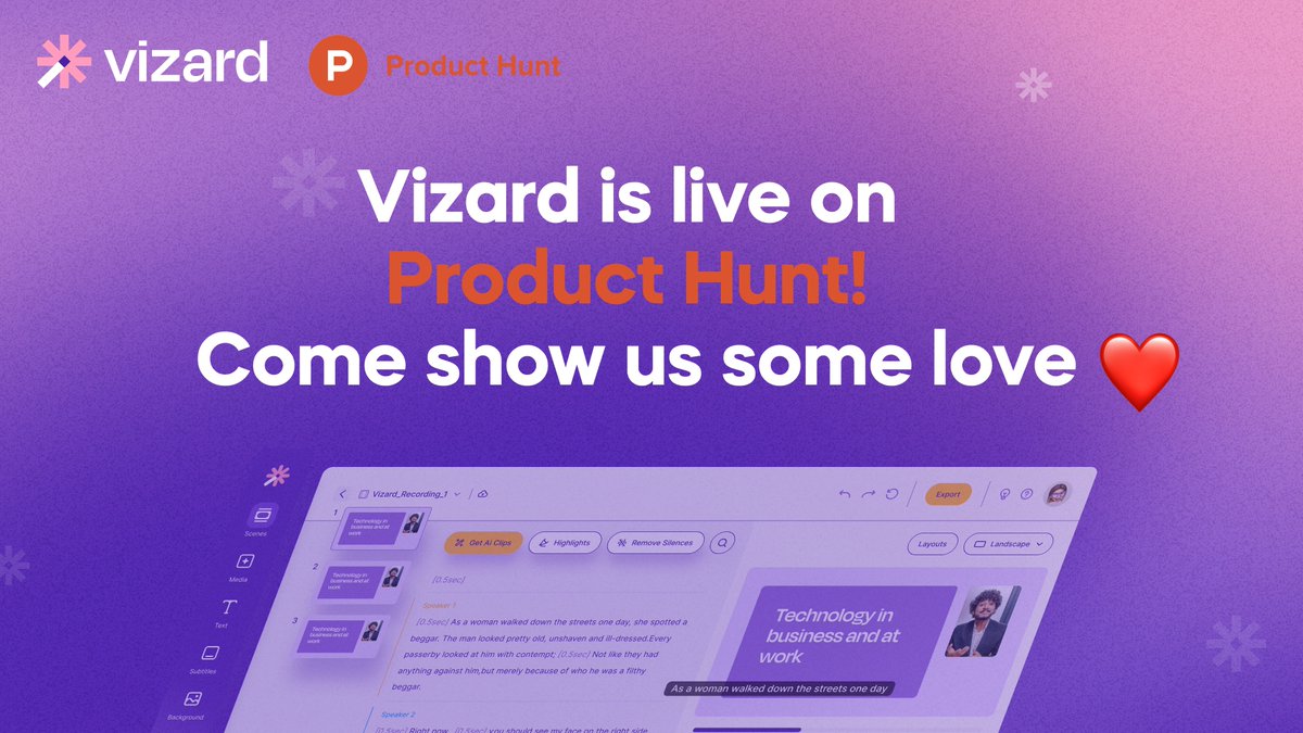 vizard_ai's tweet photo. 🚀 Today’s the day: Vizard is LIVE on Product Hunt! 🔥 🔥🔥

Come show us some love 🤩, leave us a review and join the discussion! Your support means the world for us!
https://t.co/93IbcL864p

😉 👉 🏆 Bonus: win your 33% off monthly and yearly subscription plan.

#producthunt https://t.co/VhJkW0FxI0