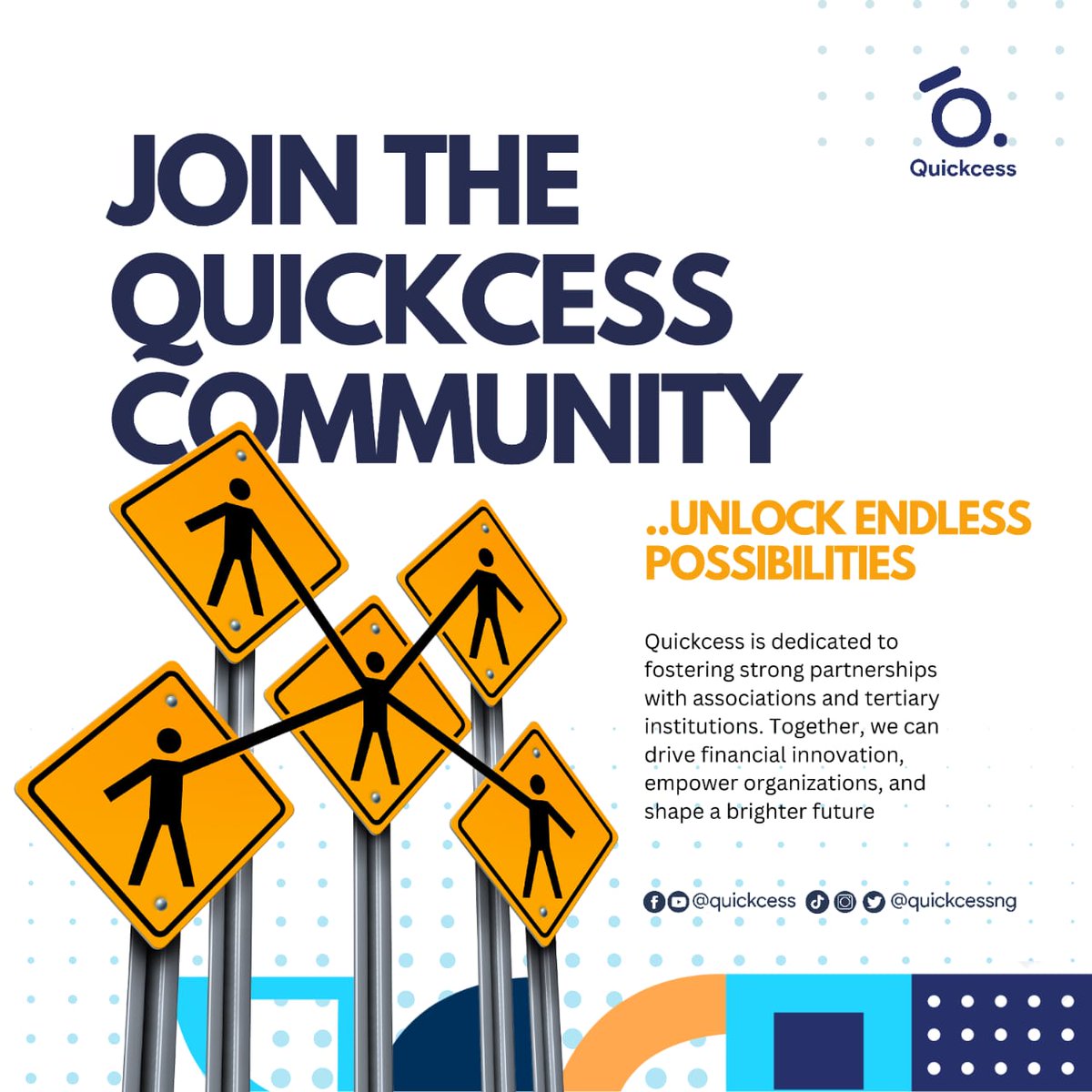 Quickcessng's tweet photo. Counting Down to Our official Release!

Join the Quickcess Community!
Quickcess is dedicated to fostering strong partnerships with associations and tertiary institutions. Together we can drive financial inclusion in Nigeria and Africa.
#fintech #quickcess #UniversityChallenge https://t.co/boKEZEsMSg