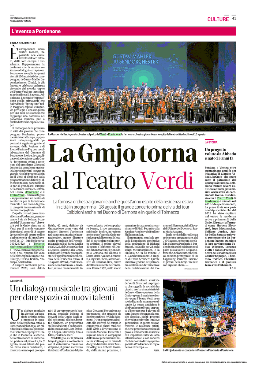 "È un'esperienza unica sentirli suonare, impossibile non essere travolti dal loro talento, dalla loro energia e freschezza." Paola Dalle Molle <a href="/messveneto/">messaggeroveneto</a> 

La musica senza confini della <a href="/GMJOrchester/">GMJO</a>

👉bit.ly/GMJO_news