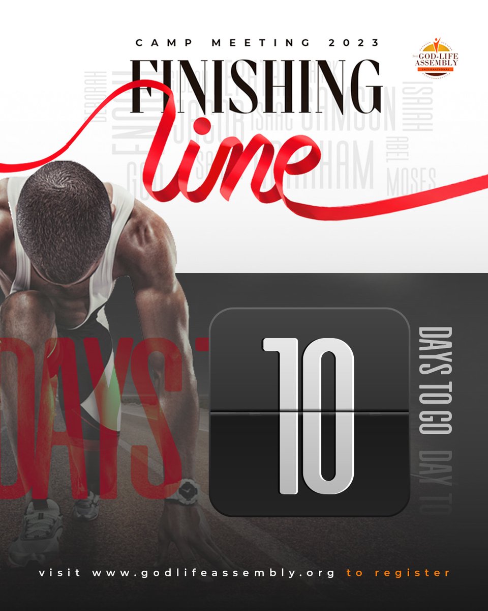 Getting ready? We anticipate great things...  Register! Register!! Register!!!
godlifeassembly.org/camp
Blessings
.#Campmeeting2023
#FinishingLine
