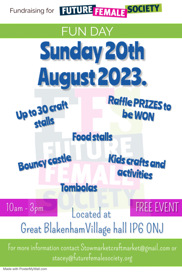 Just a reminder that in a few weeks we are holding and FFS FUNDAY at Great Blakenham Village Hall (IP9 0NJ)! Thank you to everyone who's gotten in touch from our last post with stalls and food vendors, your interest just makes us more excited for the day😁