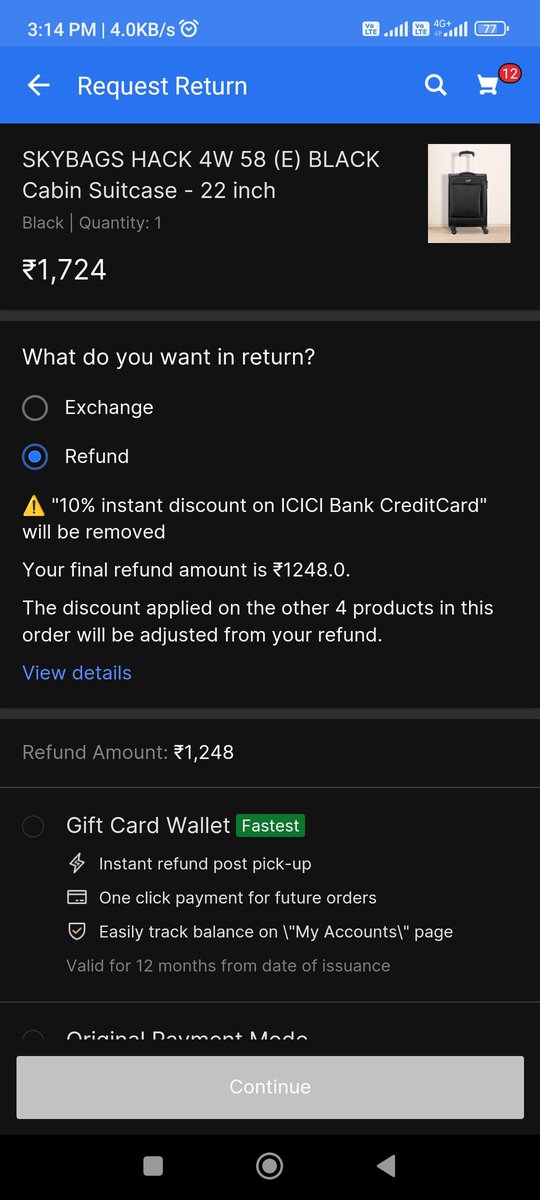 Naved_Ak's tweet photo. @flipkartsupport  booking amount 1724 and refund amount 1248. Is this your policy? https://t.co/WFDVdIWzj6