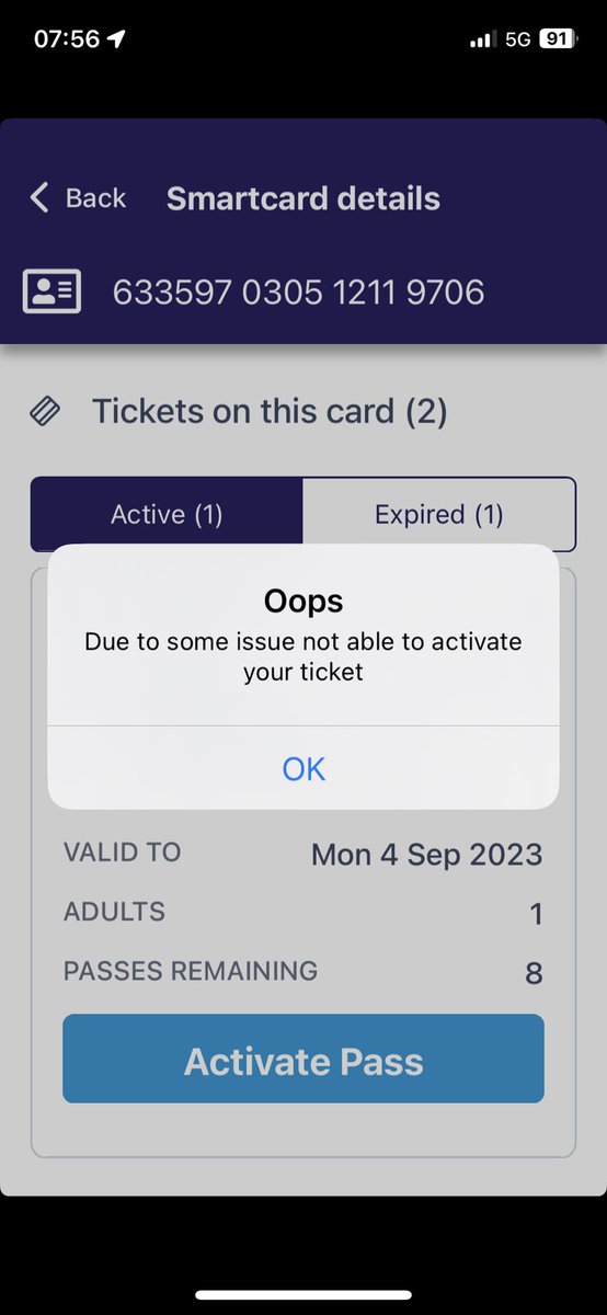willdgcox's tweet photo. @northernassist just tried to activate a pass on my Smartcard and get this really “helpful” error message - any idea what’s up and how to fix it? https://t.co/e5MFzn3spg