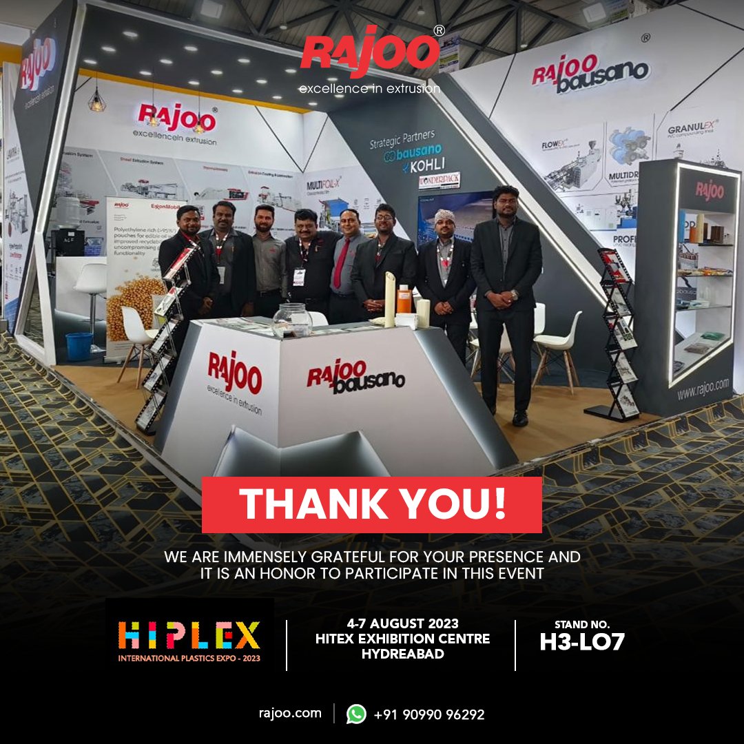 A Heartfelt Thank You!

Your presence has made this event truly special, and we're humbled by the honor of your participation.

#HIPLEXexpo #HIPLEX2023 #extrusionevolution #PlasticsExhibition #Exhibition #Extrusion #Seminar #RajooEngineers #PlasticMachinery #PlasticIndustry