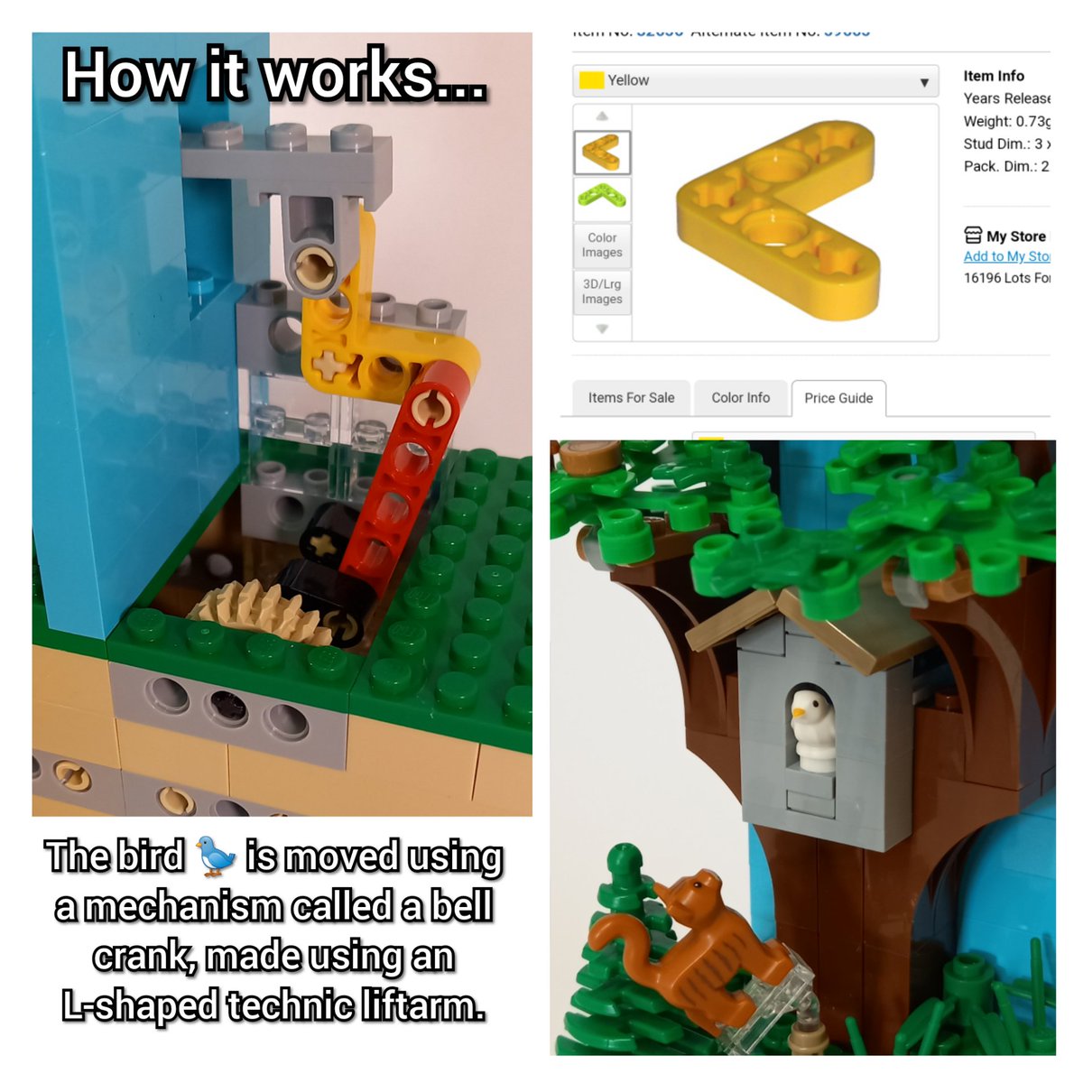 sprguinness's tweet photo. Behind the scenes of my Bird and Bird house Automata #LEGO #minifigure #automata #mechanism #birdhouse #birds #cat #tree #howitworks #kineticmodel https://t.co/uoQW9TPsCP