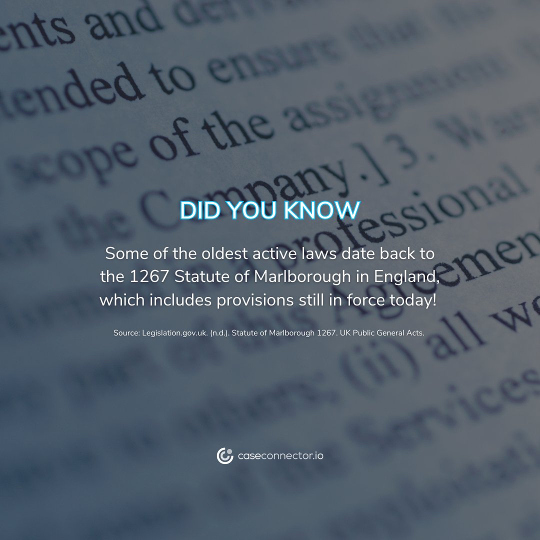 caseconnector's tweet image. Ancient laws still on the books? Dive into history with this fun fact! 

Learn more: caseconnector.io 

#LawFirmSuccess #OptimizeEfficiency #AIEnabledSolutions #DigitalTransformation #MaximizeROI #StayAheadOfTheCurve #LegalIndustryInsights