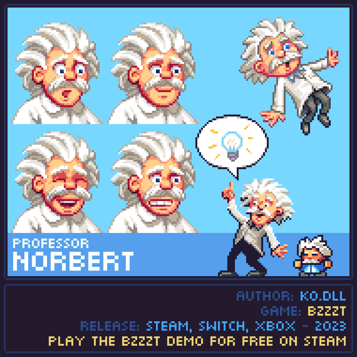 ko_dll's tweet photo. Character Expressions.
#gameshowcaseworkinprogress #pixelart #pixelartist #indiedeveloper #indiegamedev #solo_dev #gamedev #indiegame #bzzzt #steam https://t.co/pmQlDJatQX