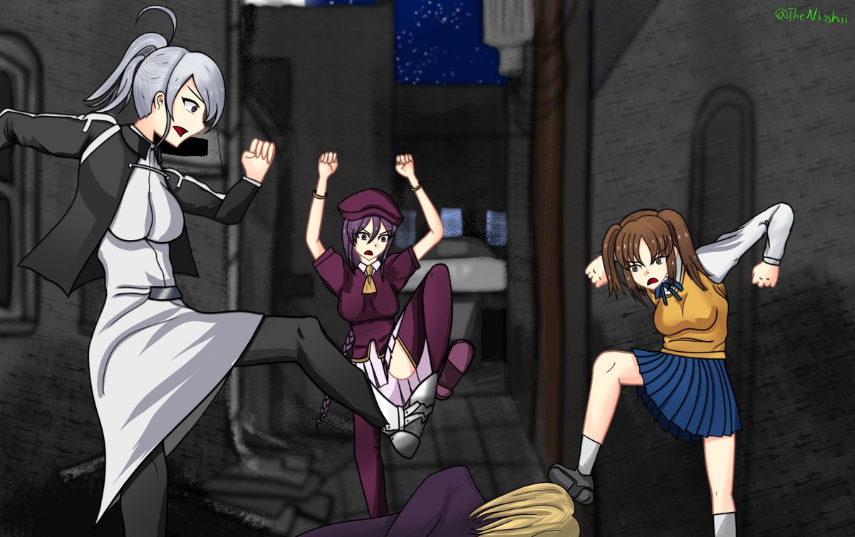 Commission for Waffleman! Thank you for raising my confidence and requesting such a great art.

Enjoy Riesbyfe, Sion and Sacchin kick Wallachia.
#commissions #TYPEMOON #MeltyBlood #digitalart #riesbyfe #sacchin #sion #wallachia #月姫 #visualnovel