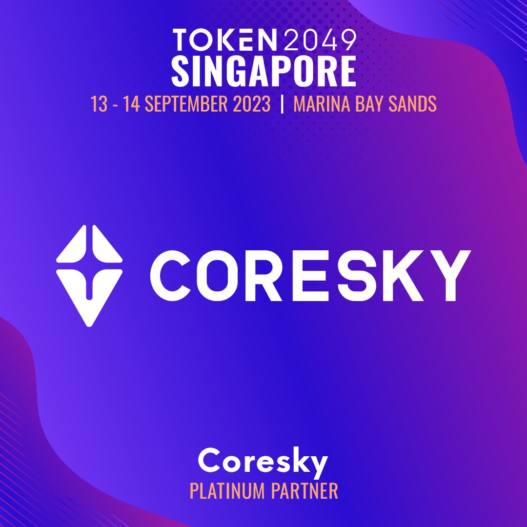token2049's tweet photo. Catch @Coreskyofficial, Platinum Partner at #TOKEN2049.

From 8 Aug to 16 Sep, follow the next-gen NFT marketplace on Twitter (@Coreskyofficial), join their Discord (https://t.co/1ngcnXgGzC), and register on their website (https://t.co/zjRFqssWjN) to mint a CoreCard for free. https://t.co/Nj2P1uiOPR