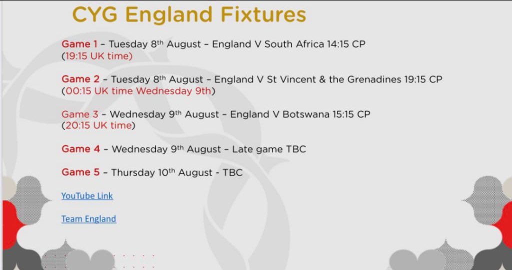 Eagles_Netball's tweet photo. Looking forward to watching our 3 ๐นโs later on today. Hereโs the link to watch all the games #goTeamEngland #CYG
https://t.co/9qrrh7wxnx ๐๐ฆ
https://t.co/sNwhL1zXL0