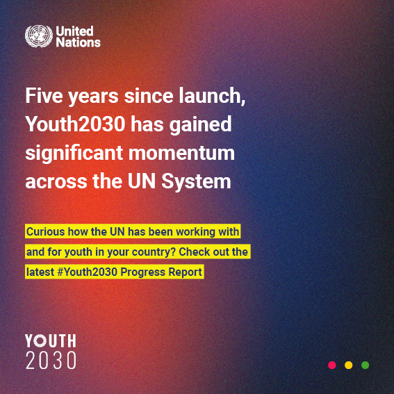 Launched at #HLPF2023: the latest #Youth2030 Progress Report is now live 📣🥳

Check out the status of implementation of the @UN system-wide youth strategy & find out how the UN is working with and for youth to realize the #GlobalGoals 👉 unyouth2030.com/progressreport…