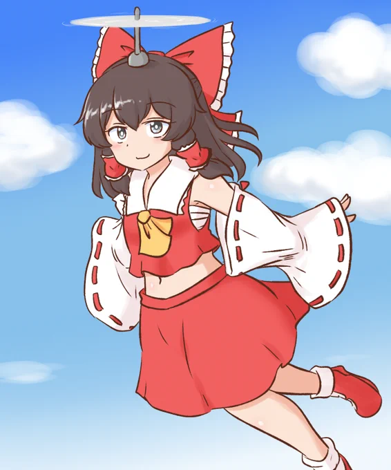 skebご依頼で描きました コプター霊夢さん 