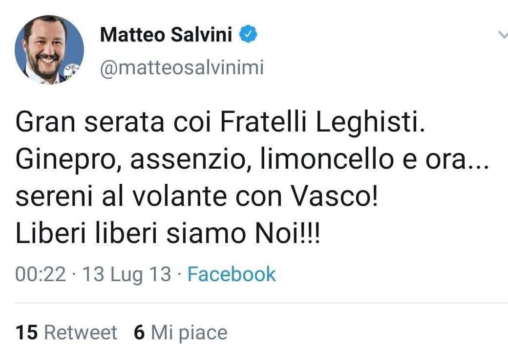 Il Ministero Salvini e la genialata dei TAXI GRATIS

Chi si fuma qualche canna ogni tanto senza far del male a nessuno, per questo Governo deve essere sbattuto in galera e magari buttata via perfino la chiave.
Al tempo stesso però viene concesso di sfondarsi di alcol perché