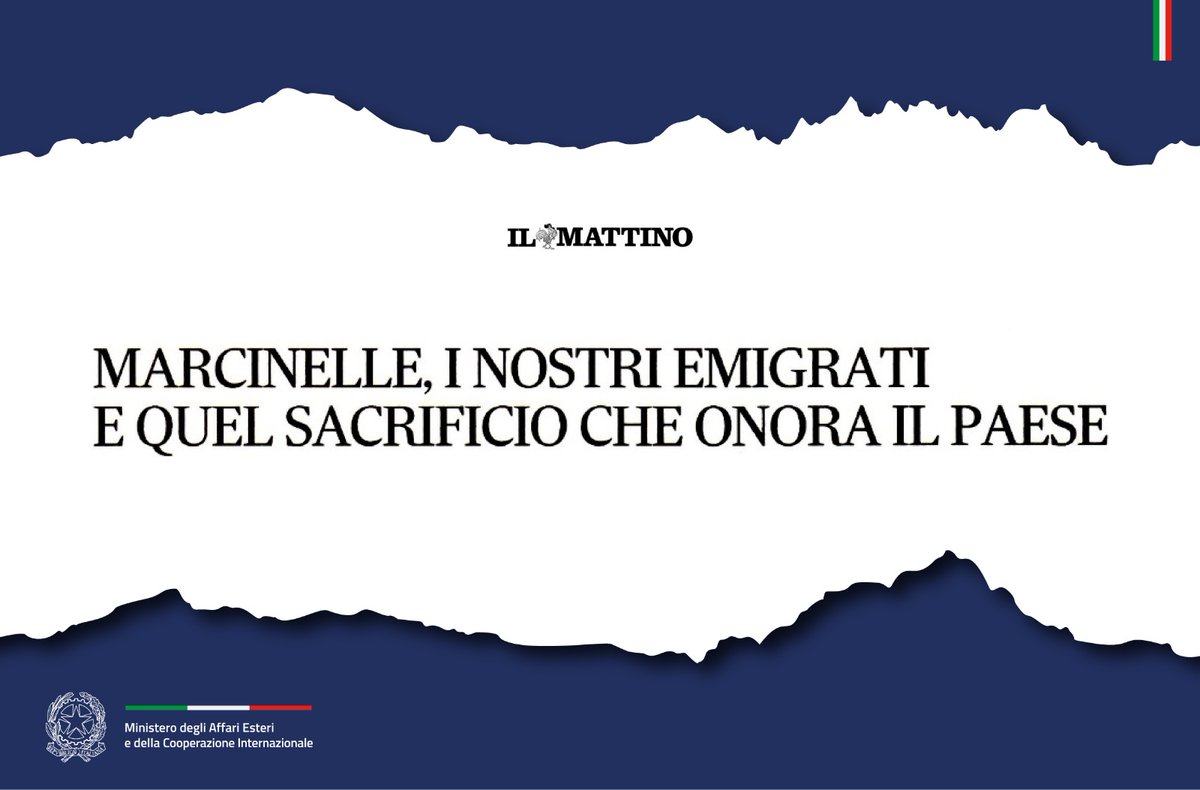 ItalyMFA's tweet photo. Il ricordo di Marcinelle e di quel sacrificio che ancora oggi onora il paese.

🗞️Leggi l’editoriale del Vice PdC e Ministro @Antonio_Tajani su @mattinodinapoli⬇️
https://t.co/Ngea9oLEnn https://t.co/ulrfJbjCT0
