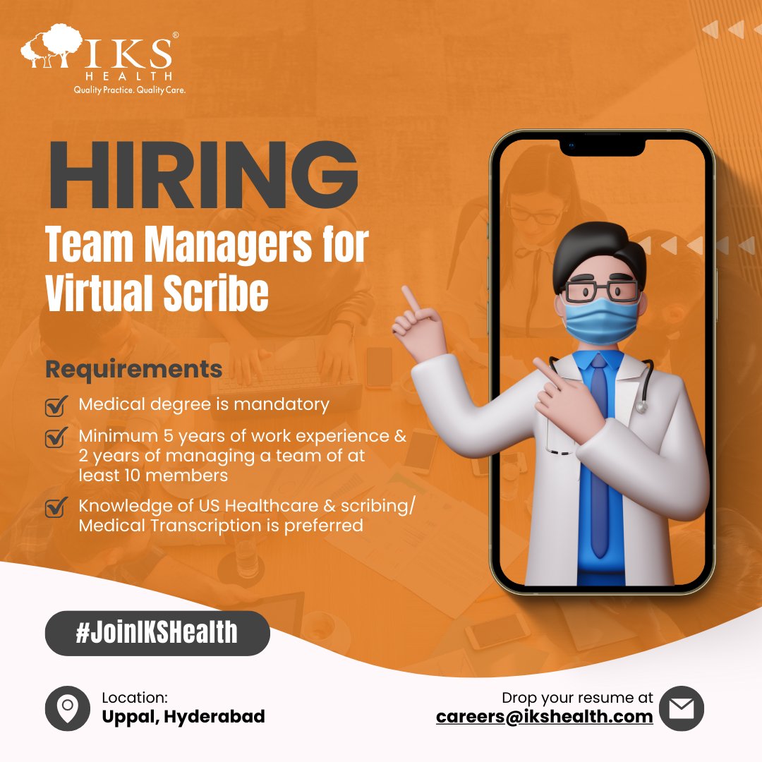 joinikshealth's tweet photo. #Healthcare industry is ever-evolving and whether you are a fresh medical graduate or a seasoned medical professional, you have numerous opportunities for a growth-oriented non-clinical career that applies your clinical knowledge &amp; enhances your acumen.

#JoinIKSHealth #Scribe https://t.co/VUjNG4n0cU