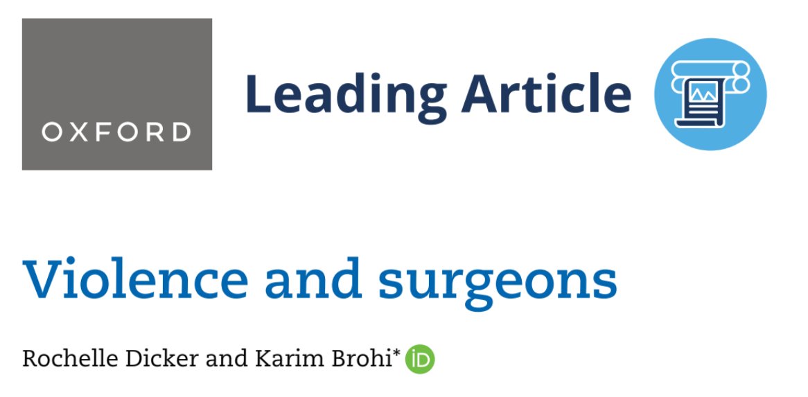 Delighted to have been able to write this leader with join the unstoppable @rochelleami9 for the @BJSurgery 'Violence & surgeons'. Prompted by a late night post-conference conversation, we hope it helps demystify violence reduction - & how we can engage academic.oup.com/bjs/advance-ar…