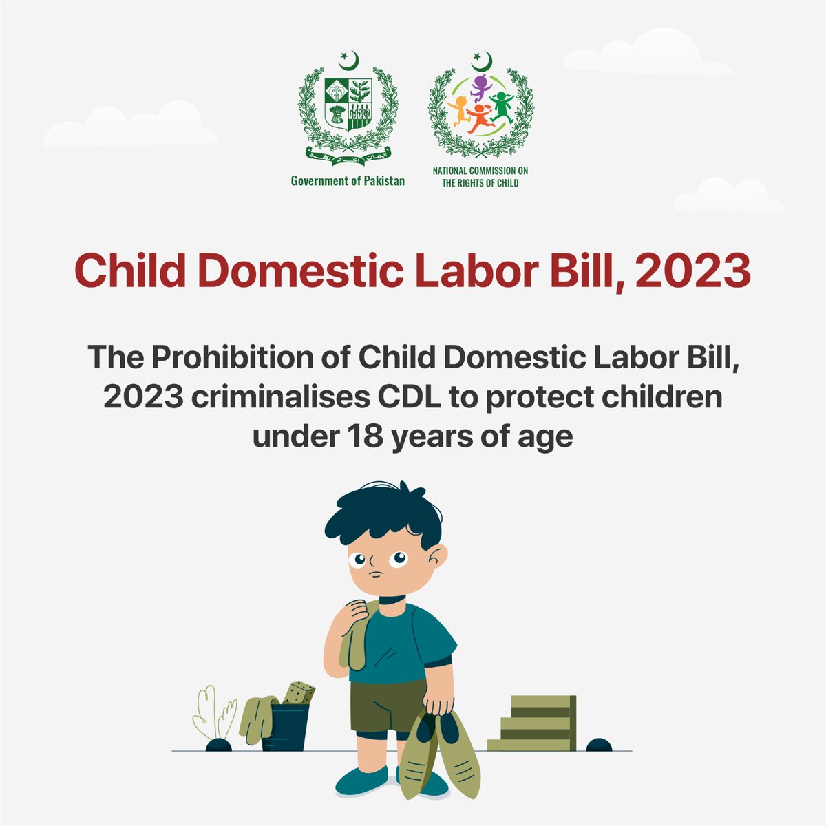 NCRC_Pakistan's tweet photo. Child Domestic Labor continues to exist in our society. Let's join hands to push for legislation that ensures NO child under 18 is subjected to this inhumane practice. Together, we can create a safer and brighter future for all children. #StopCDL #LegislateToProtect https://t.co/wcTs7EzMJA