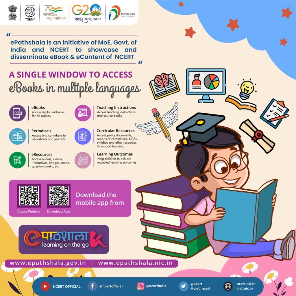 Under the aegis of Ministry of Education, Govt. of India, the NCERT brings to you an initiative, e-Pathshala, wherein you have free access to ebooks and e-resources - texts, audios, videos etc. Join the ePathshala community and begin digital learning journey like never before!