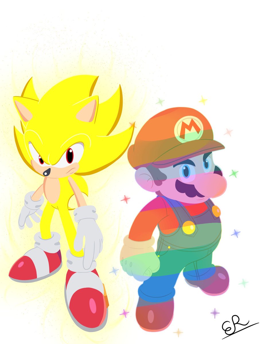 Ericrod1996's tweet photo. Now or Never! #SuperMario #SonicTheHedegehog #InvincibleMario #SuperSonic #SuperStar #ChaosEmeralds #TeamUp #Nintendo #SEGA #SonicTeam #2D #DigitalArtist #ArtistOnTwitter https://t.co/aW6bvLDFTT