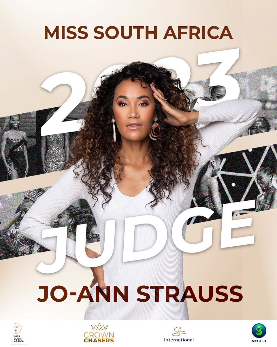INTRODUCING THE #MissSA2023  SELECTION PANEL ✨

Joining our powerhouse judging panel is former Miss South Africa 2001 @jo_annstrauss .

She is also a media entrepreneur , international speaker and recently Co-hosted the Miss Supranational finale. 

#MissSA2023 #SelectionPanel