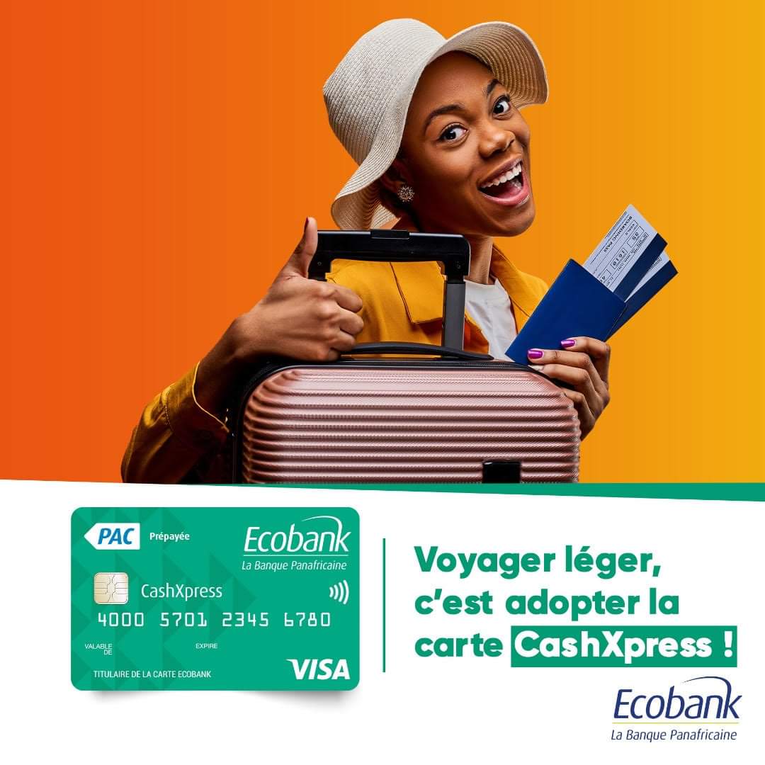 EcobankCongoBZV's tweet photo. En adoptant la carte CashXpress de Ecobank Congo, « Voyager Léger » devient une réalité. Avec la carte prépayée flexible et pratique, vous pouvez facilement effectuer des achats de voyage et retirer de l'argent à l'étranger. #CashXpress #CarteVisaPrépayée #EcobankCongo https://t.co/9FmCfTLRiR