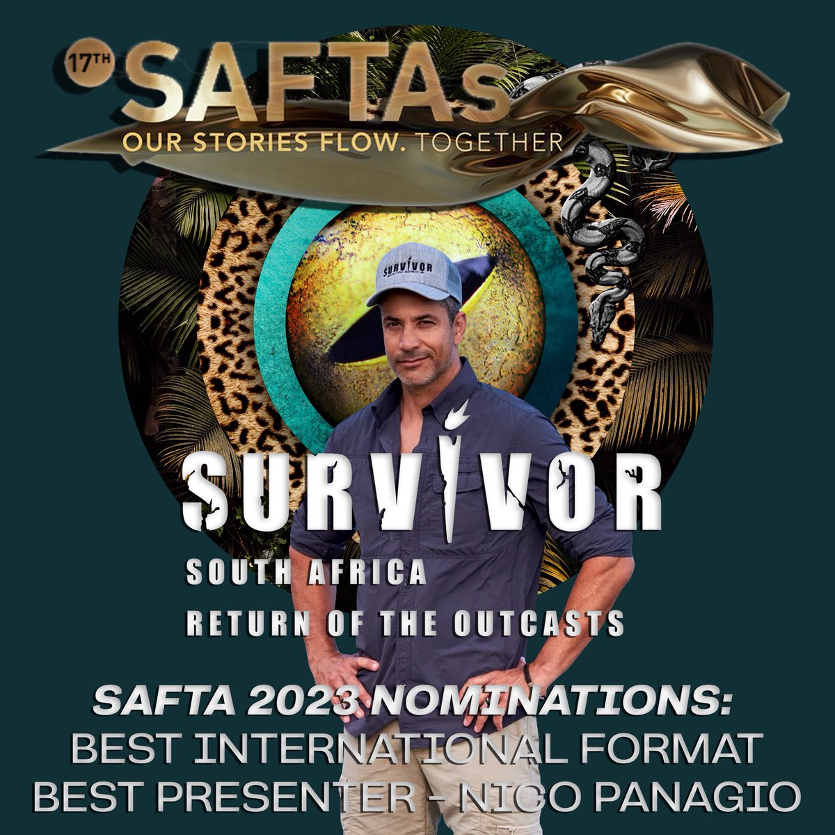 Congratulations to all crew, cast and the entire #SurvivorSA Tribe with the #SAFTA17 South African Film and Television Awards nomination. Also to <a href="/NicoPanagio/">NICO PANAGIO</a> for the nod as Best Presenter!