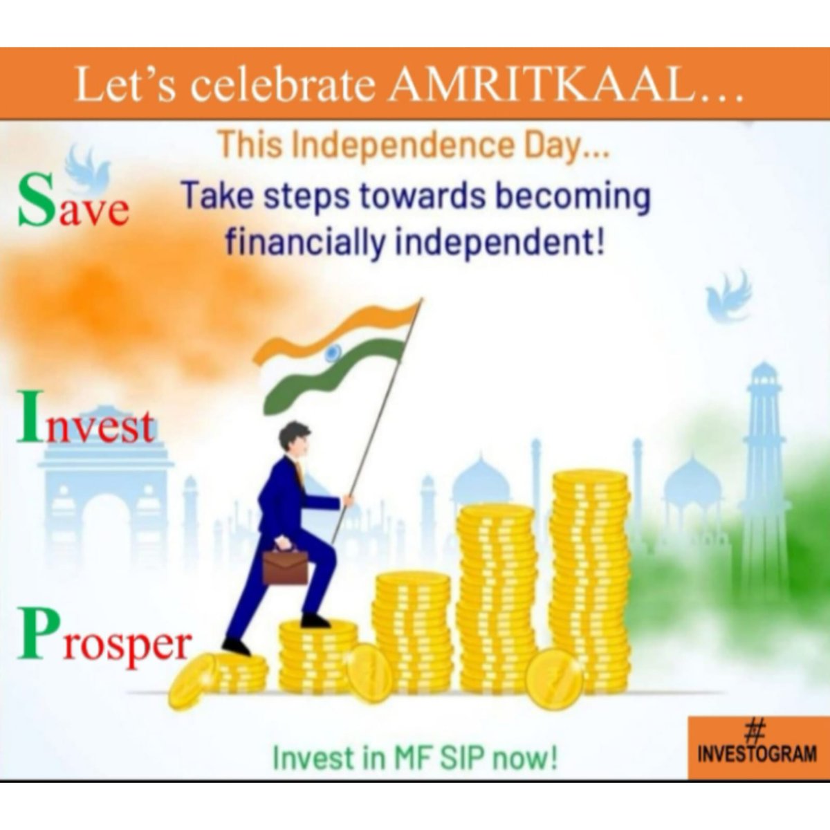 theInvestogram's tweet photo. With a week to go for our be #love d nation's #IndependenceDay let #HarGharSIP be the campaign for this month to enable our countrymen to achieve #FinancialFreedom and add our bit in the country's economic development.
#HappyIndependenceDay #AzadiKaAmritMahotsav #india #JaiHind https://t.co/HNYHDyjjRX