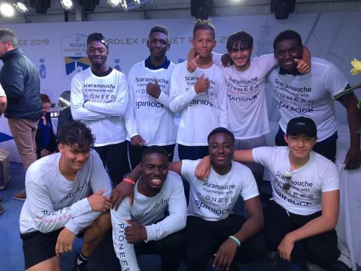 ScaramoucheST's tweet image. Remember you can see the lads on BBC and ITV today.
These are pictures from our archives.
So this is us; Victor, Nader, Seun, Samuel, Jaydon, Kai, Christopher, Azat and Alex., Royal Ocean Racing Club #RolexFastnetRace Finishers 2019 👊. Of course Chris, Kai &amp;amp; Jaydon there.