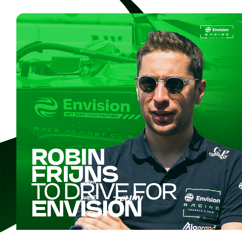 FIAFormulaE's tweet photo. Guess who's back 👀

@RFrijns has returned to @Envision_Racing for Season 10! 💚⚡️