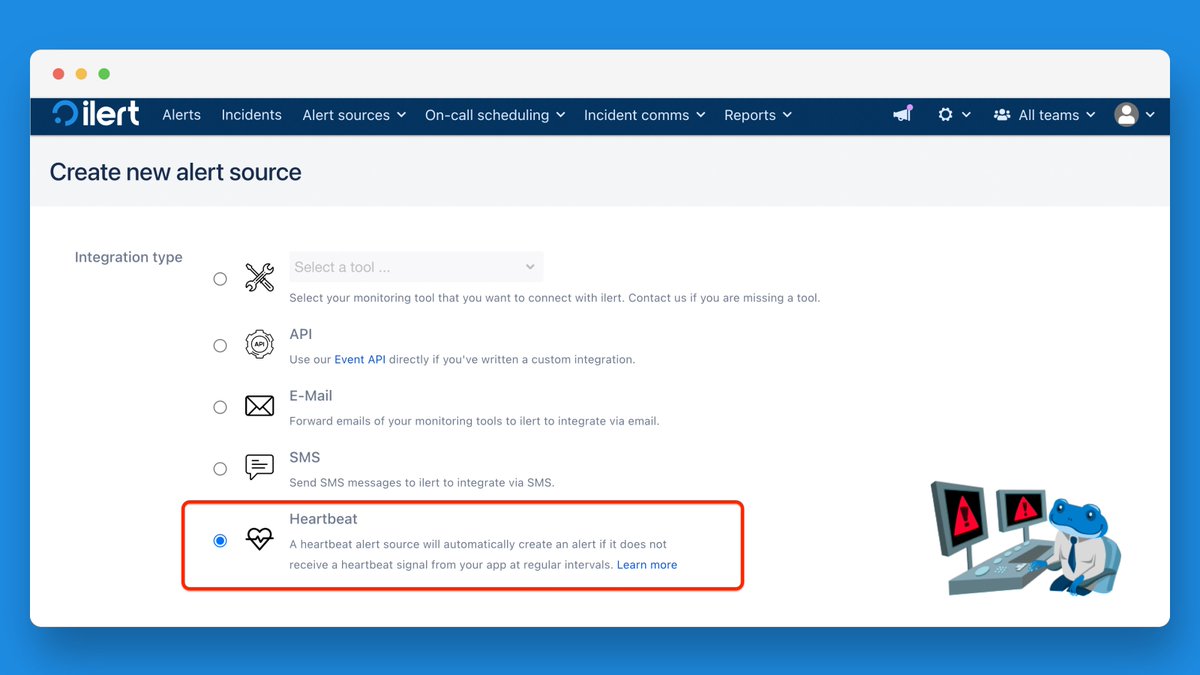 ilerthq's tweet photo. Heartbeat alert sources allow you to monitor services, devices, or workflows depending on an HTTPS outbound connection. You may choose an interval in which an HTTP request is expected. If the ping is not received, an alert will be created. Learn more: https://t.co/RUDzESJDXF https://t.co/Lsx0kAuSiP