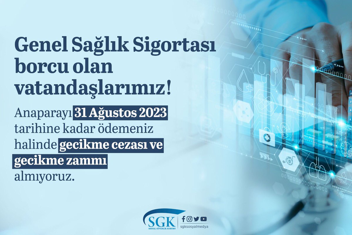 sgksosyalmedya's tweet photo. Genel Sağlık Sigortası borcu olan vatandaşlarımız! https://t.co/Pevnm7E7My