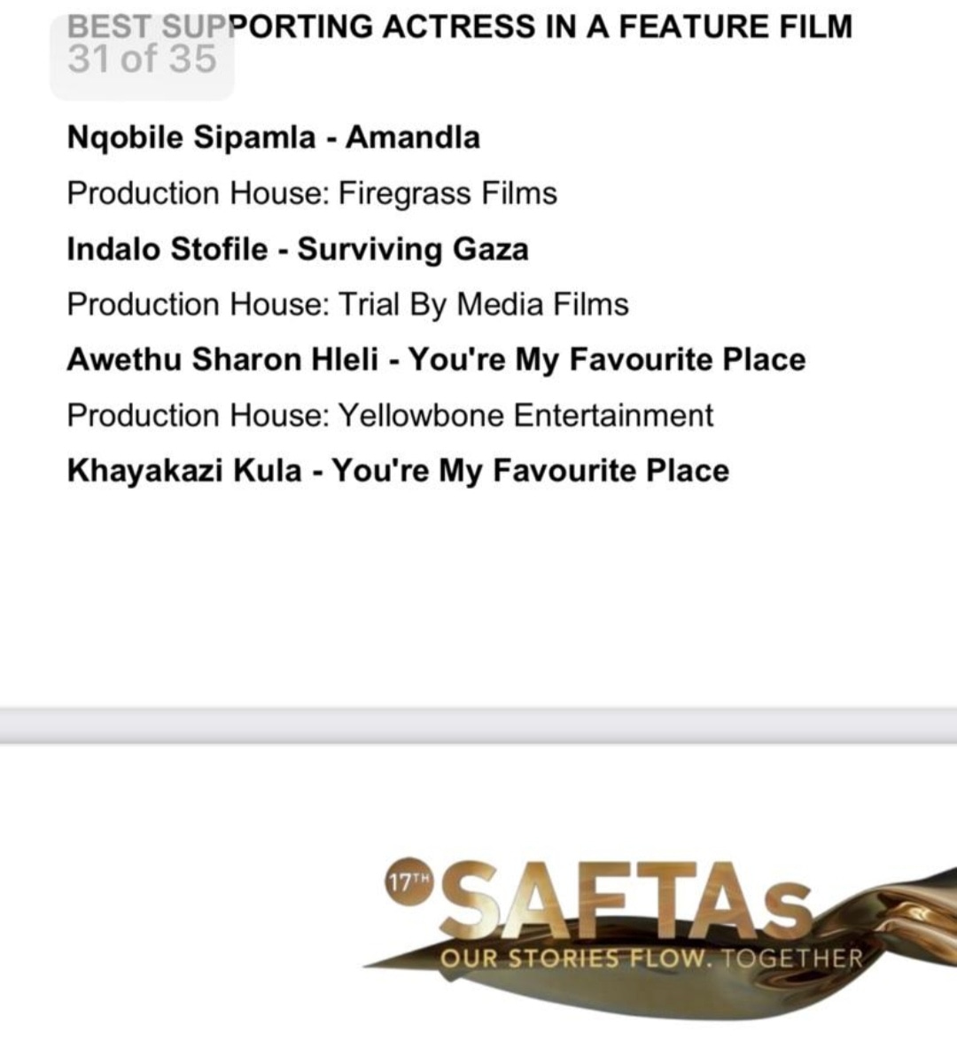 A whole SAFTA nominee!!!!!  WOW!!! It can only be God.🤭