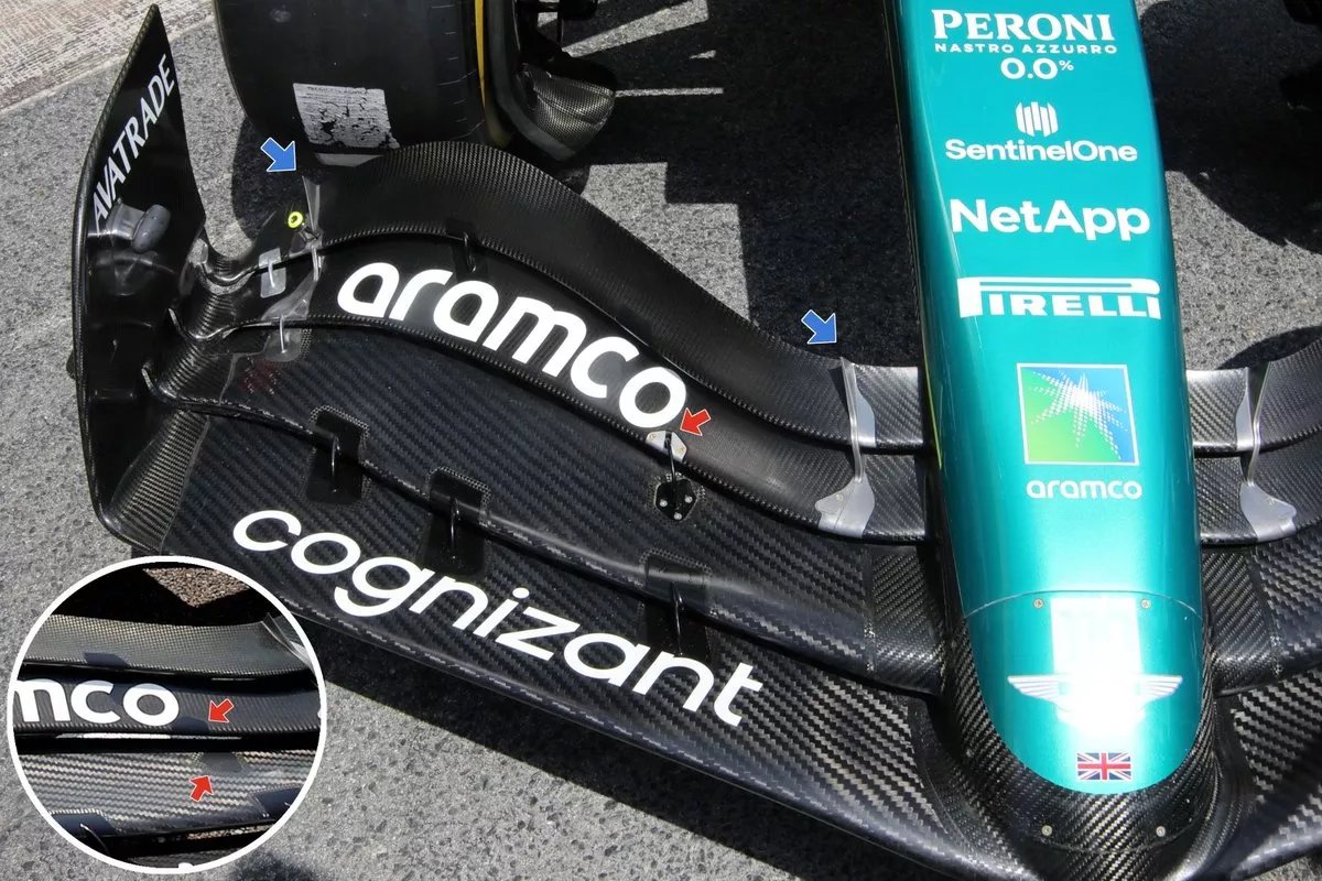 FormulaDirecta's tweet image. ⚠️ ÚLTIMA HORA: Fuentes de @autosport han revelado que la FIA pidió a Aston Martin que hiciera cambios en su alerón delantero.

👉 A principios de esta temporada, la FIA expresó cierta inquietud sobre la construcción de varios alerones delanteros que sospechaba que podrían estar…