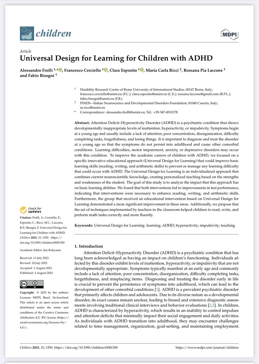 TeacherToolkit's tweet image. Children with #ADHD are 100 times more likely to be permanently excluded from school than other child (#JustGreatTeaching, 2019).

This new research 🔬 suggests how Universal Design for Learning could improve basic learning skills to manage any difficulties that occur with ADHD.