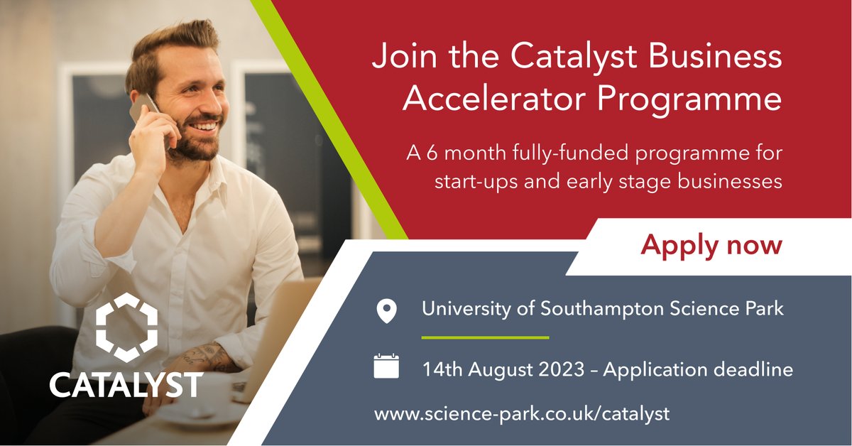 14th August is the final deadline to submit applications for our next Catalyst. This is an opportunity not to be missed. More information can be found here: science-park.co.uk/business-suppo… #SciencePark #SouthamptonSciencePark #CatalystProgramme #mentorship #entrepreneursupport